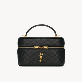 SAINT LAURENT 圣罗兰 女士金属徽标GABY小羊皮单肩化妆包 黑色 766731 1EL07 1000