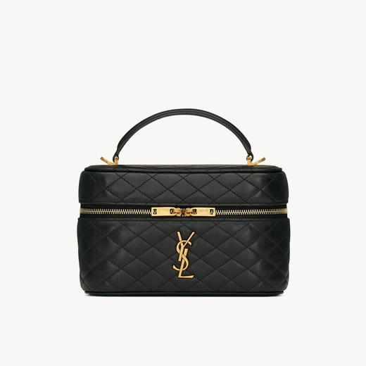 SAINT LAURENT 圣罗兰 女士金属徽标GABY小羊皮单肩化妆包 黑色 766731 1EL07 1000 商品图0