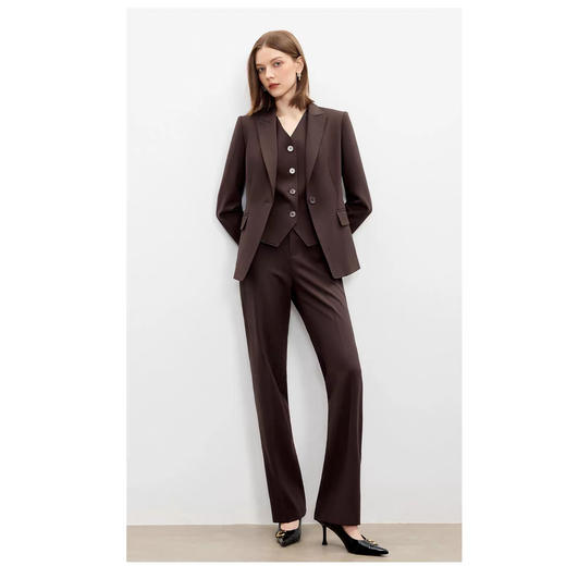 法小曼*子珍巧克力色西装外套高级套装百搭 商品图3