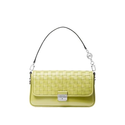 【品牌】MK Bradshaw 小号皮质编织拼接单肩手提女包嫩黄色 商品图5