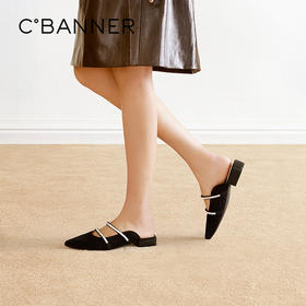 千百度双带玛丽珍包头拖女2026夏季新款低跟外穿休闲不累脚凉拖鞋A26269629