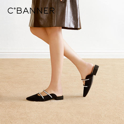 千百度双带玛丽珍包头拖女2026夏季新款低跟外穿休闲不累脚凉拖鞋A26269629 商品图0