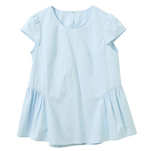 【100棉】三彩2026春季新款圆领短袖娃娃衫衬衣套头小衫宽松M 商品图4