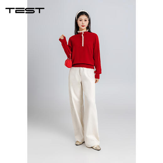 春上新温柔氛围感米白色阔腿牛仔裤3261003 商品图2