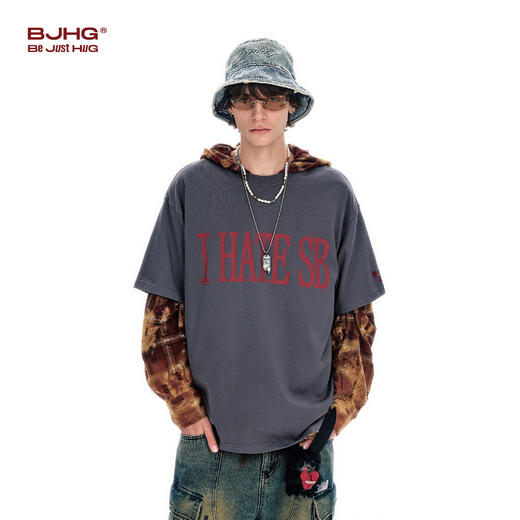 BJHG不计后果 美式短袖男款夏季潮圆领纯棉上衣抗菌防螨宽松t恤女 商品图2