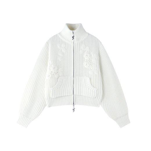 FTT Flythetruth花朵毛衣女款春新款潮牌立领休闲针织衫外套上衣 商品图4