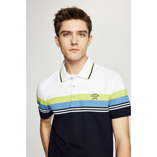 德鲨鲨鱼男装短袖条纹POLO衫2026夏季新款休闲翻领刺绣T恤 商品图1