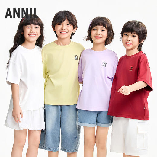 【超舒衣·30周年限定】男女童全棉速干亲子T吸湿透气圆领短袖T恤夏季新款安奈儿童装实体店同款AM621278 商品图1