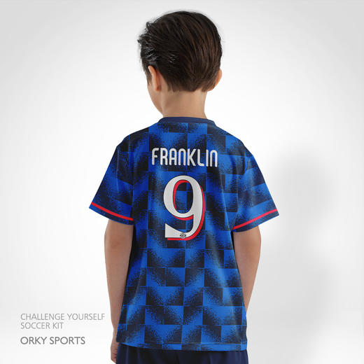 orky沃恺新品儿童足球服套装男童定制小学生比赛队服光板训练球衣 商品图1