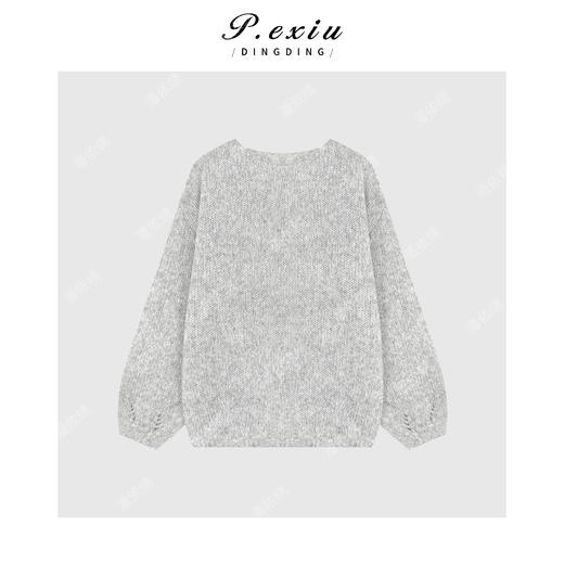 A008潘依绣丁丁宠粉【格雷】羊驼毛-羊毛圆领喷毛纱长袖套头针织C058 商品图1