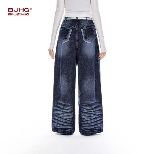 FTT FlyTheTruth 美式复古阔腿牛仔裤女春季通勤做旧猫须宽松长裤 商品图2