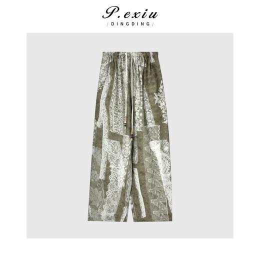 04-6潘依绣丁丁宠粉贝壳腰绳印花度假风休闲裤Q2154 商品图0