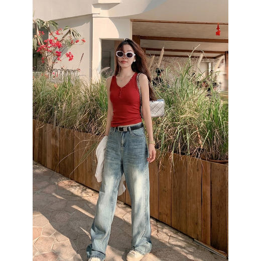 <曾小咸推荐>韩系红色无袖背心女吊带上衣 商品图4