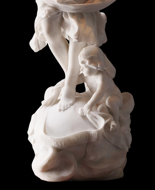 独角鹿西洋古董19世纪末法国雕塑家 Luca Madrassi 签名出品大型大理石杰作《世界之和平与自由》 商品图6