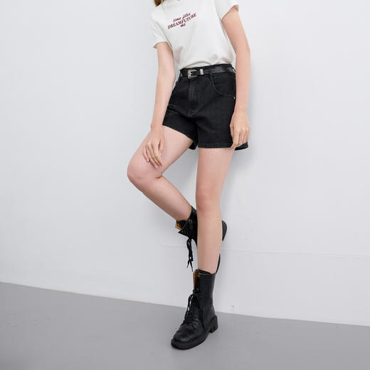 三彩独醒2026春季新款牛仔裤双扣高腰短裤直筒裤休闲显瘦热裤F 商品图3