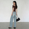 西遇美式复古做旧阔腿牛仔裤女2026年春季新款宽松高腰显瘦直筒裤E0060145 商品缩略图4