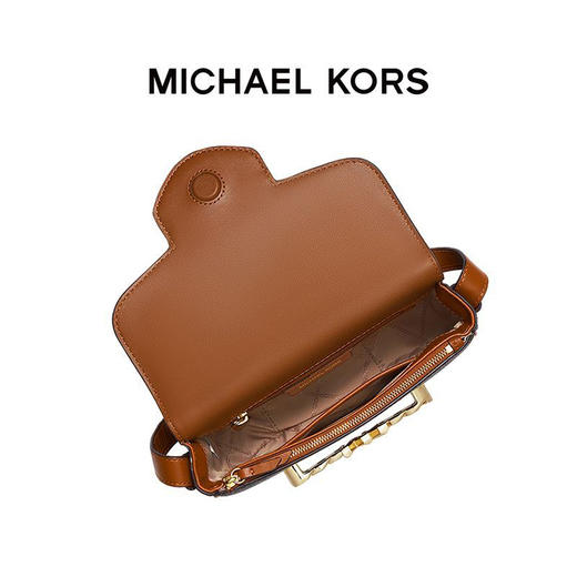 【品牌】MK HALLY 中号Logo拼接老花信封马鞍斜挎女包深棕/海军蓝 商品图2