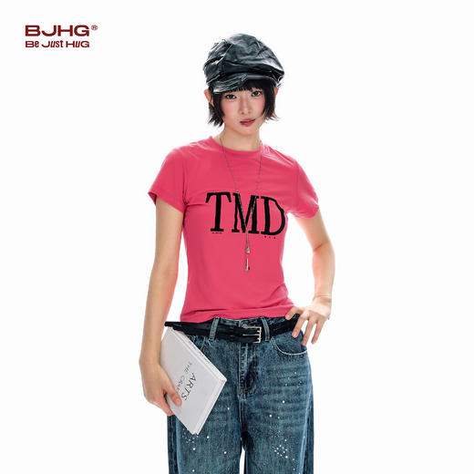 BJHG不计后果 美式短袖t恤女款夏季新款潮牌趣味字母印花修身上衣 商品图1