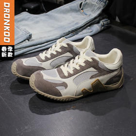 DRONKOO 2026 系带侧底M多位拼接复古低帮运动鞋