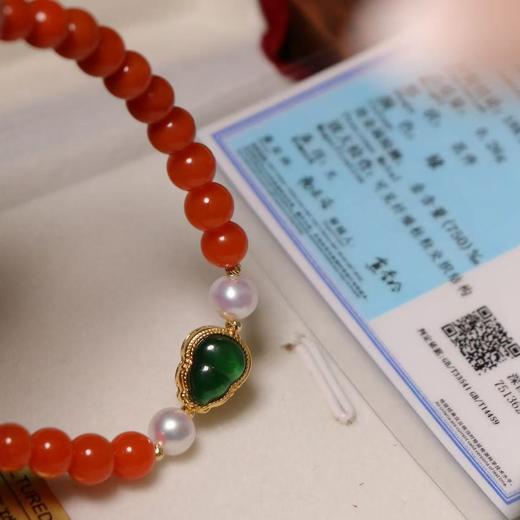 原矿保山南红珍珠手串 18k纯金 + 翡翠/古法珐琅 商品图9