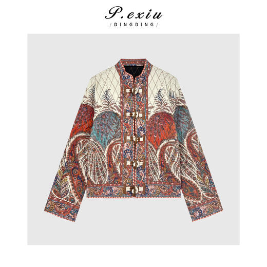 A002潘依绣丁丁宠粉小众设计重工定位印染牛角扣长袖棉衣Q35440 商品图0