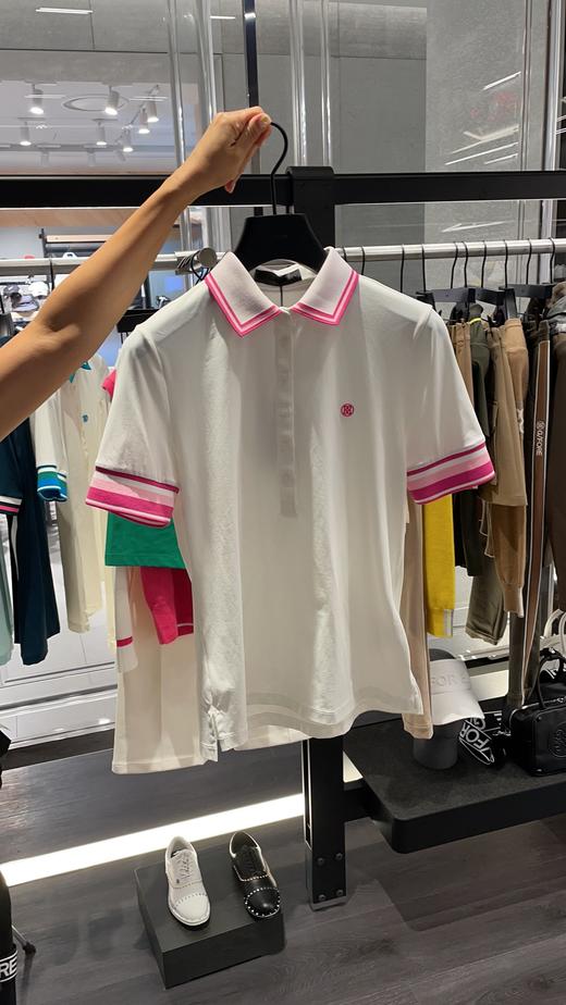 G4家夏季女士撞色POLO短袖衫来了！一起过夏天吧，撞色的领子袖子好清新动感的颜色！上身就是高球运动活力MM的既视感！青春活力，面料排汗快干，遮肉显瘦，运动及约会逛街都是元气满满的不二选择！ 商品图2