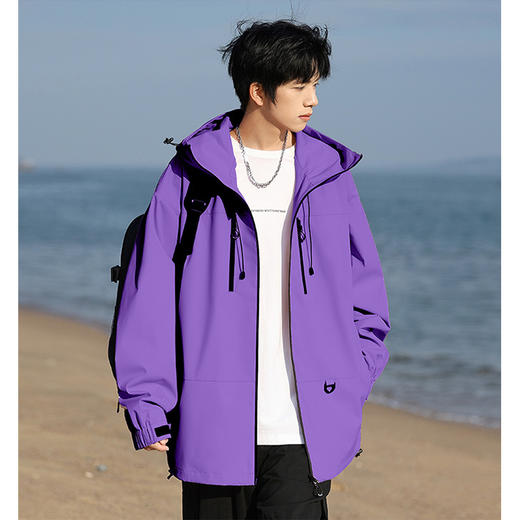 【买手优选HS】时尚连帽设计休闲时尚简约防风情侣款冲锋衣外套 商品图4