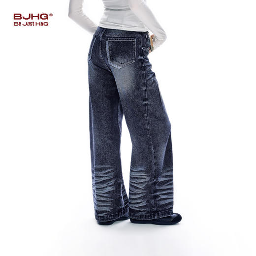 FTT FlyTheTruth 美式复古阔腿牛仔裤女春季通勤做旧猫须宽松长裤 商品图1