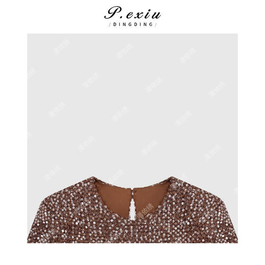 A008潘依绣丁丁宠粉亮片重工高级感圆领上衣Q3495 商品图2