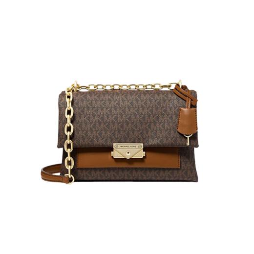 【品牌】MK Cece 中号金属老花单肩斜挎链条信封女包深棕/橡果棕 商品图3