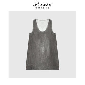 04-1潘依绣丁丁宠粉高级光泽感丝绒U领无袖背心Q33641