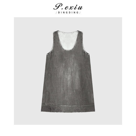 04-1潘依绣丁丁宠粉高级光泽感丝绒U领无袖背心Q33641 商品图0