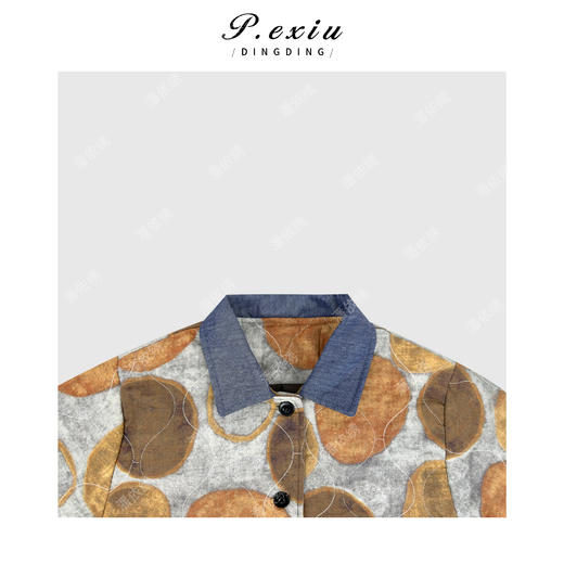 PanYiXiu/潘依绣100%棉小众设计拼接撞色松弛感宽松翻领棉服M9178 商品图2