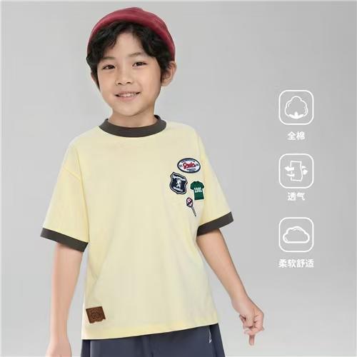 佐丹奴童装26年新款全棉趣味绣章短袖T恤衫03026205 商品图0