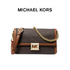 【品牌】MK SONIA 中号金属链条老花拼接单肩斜挎包深棕色/橡果棕 商品缩略图0
