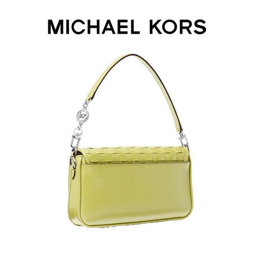 【品牌】MK Bradshaw 小号皮质编织拼接单肩手提女包嫩黄色 商品图1