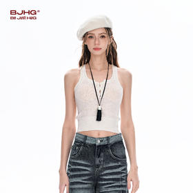 FTT FlyTheTruth镂空花边针织背心女夏季简约气质内搭U领吊带上衣