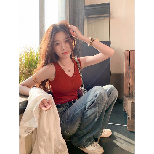 <曾小咸推荐>韩系红色无袖背心女吊带上衣 商品图1