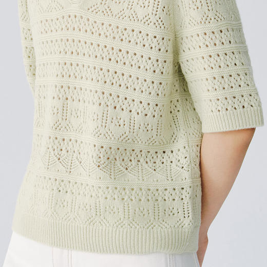 东黎 • 复苏的呼吸 山羊绒女士镂空多色翻领半袖 6058 商品图7