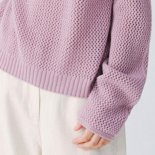 东黎 • 复苏的呼吸 山羊绒+珠片女士柔美镂空圆领套衫 6028 商品图6