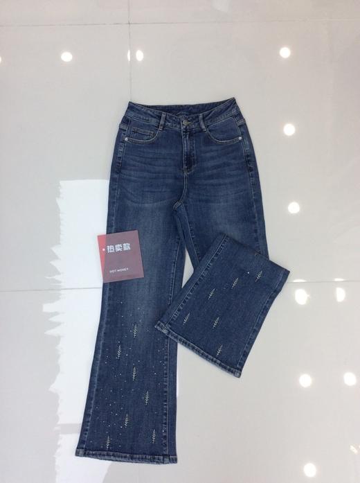 SC1L05_蓝采和色_牛仔裤_春季_高腰微喇烫钻麦穗刺绣水洗_高级女装_BERNIEELEN 伯妮斯茵 商品图0