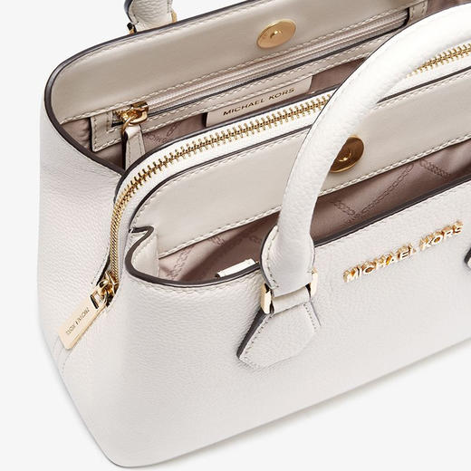 【品牌】MK Camille 小号纯色卵石皮质单肩手提女包奶白色 商品图3