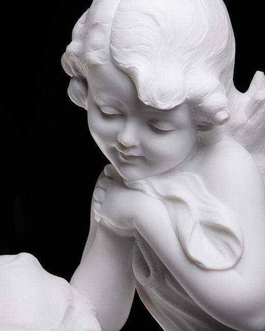 独角鹿西洋古董19世纪末意大利雕塑家Cesare Viviani 签名创作卡拉拉大理石杰作《火炉边的温情》 商品图8