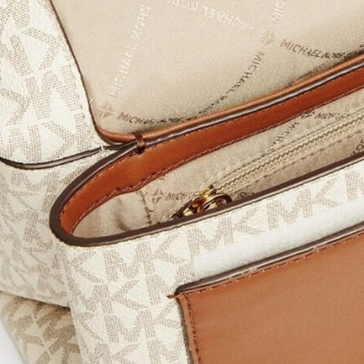 【品牌】MK Cece 中号金属老花单肩斜挎链条信封女包香草白/牛皮棕 商品图3