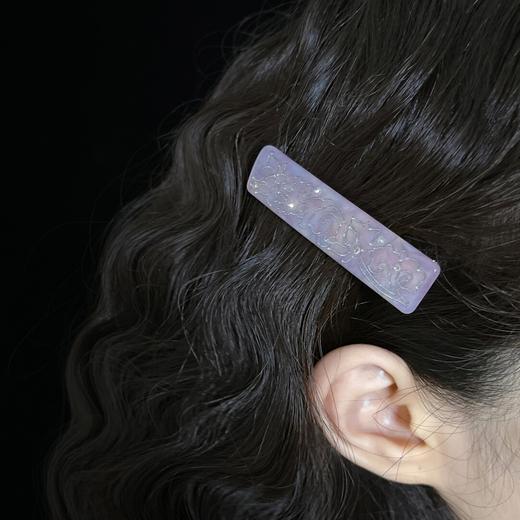 【云梦敦煌发夹】敦煌小众新中式荷花花纹水钻醋酸长方发夹一字夹复古国风发饰鸭嘴夹新款 商品图2