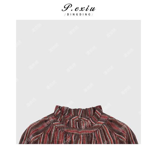 04-2潘依绣丁丁宠粉
撞色竖条纹半高领长袖衬衣Q19223 商品图2