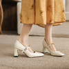 阿么手工女鞋百搭气质单鞋真皮一字带方头高跟鞋2026新款洋气7CM 商品缩略图2