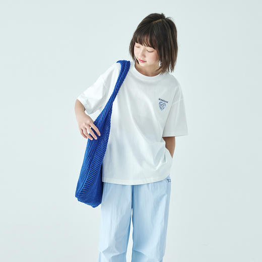 棵初26年夏季新款亲子中大女童爱心图案印花短袖T恤纯棉宽松上衣 商品图1