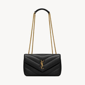 SAINT LAURENT 圣罗兰 女士金属徽标LOULOU小号绗缝小羊皮单肩包 黑色 801437 AAEAX 1000
