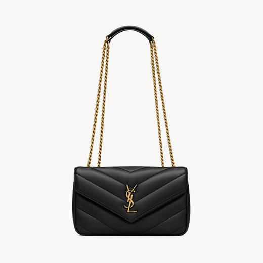 SAINT LAURENT 圣罗兰 女士金属徽标LOULOU小号绗缝小羊皮单肩包 黑色 801437 AAEAX 1000 商品图0